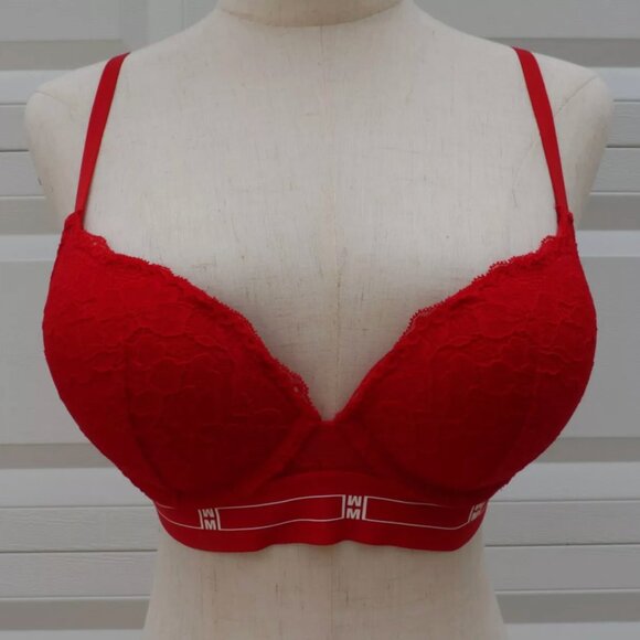 H&M Red Underwired Push Up Padded Pre-loved Bra Size 34B - Picture 5 of 7